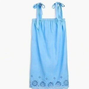 J.Crew Tie-Shoulder Hydrangea Mini Dress Embroidery Size Large